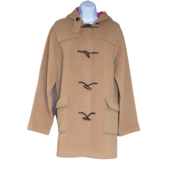 Lilly Pulitzer Wool Peacoat Hooded Long Camel Tan Coat Size Medium - Picture 1 of 14